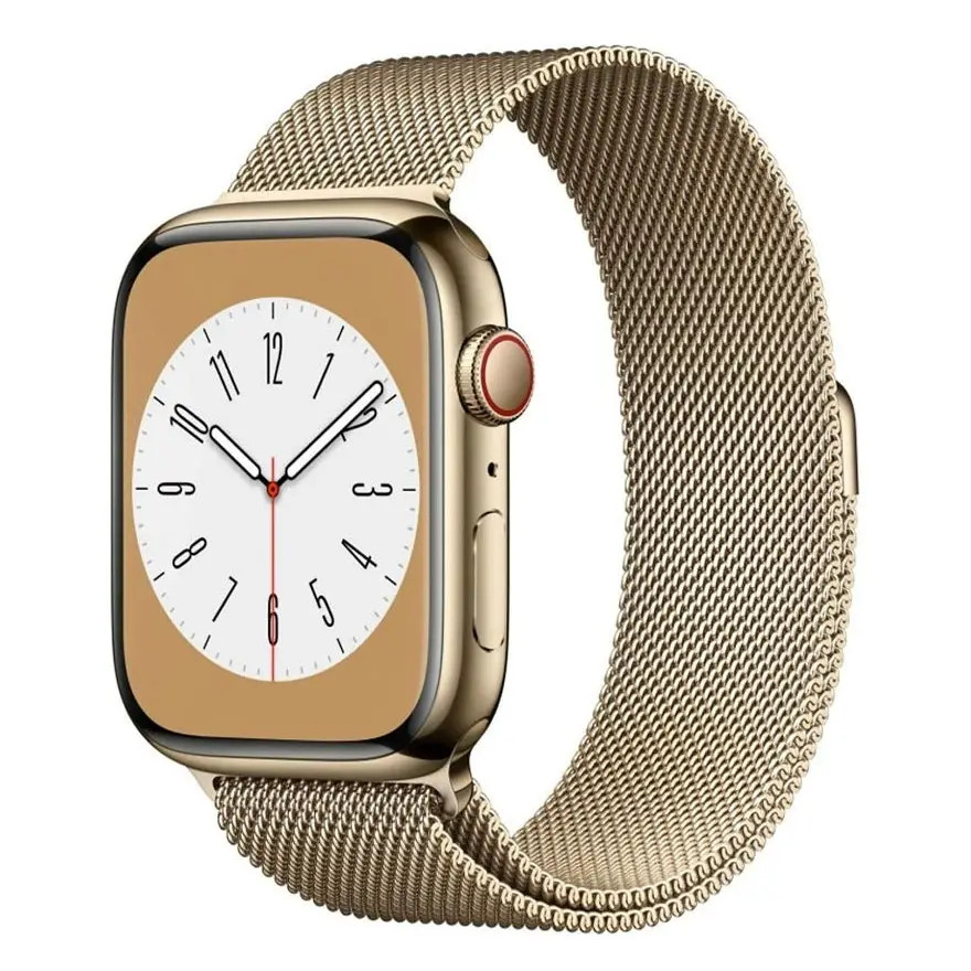 Смарт-годинник Apple Watch Series 8 41mm, Gold/StSteel Case with Gold Milanese Loop Band, GPS+LTE (MNJE3/MNJF3)