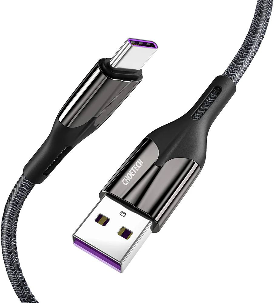 Кабель USB Choetech USB2.0 AM-Type-CM 1.2 м 5A Huawei Supercharge оплетки Black
