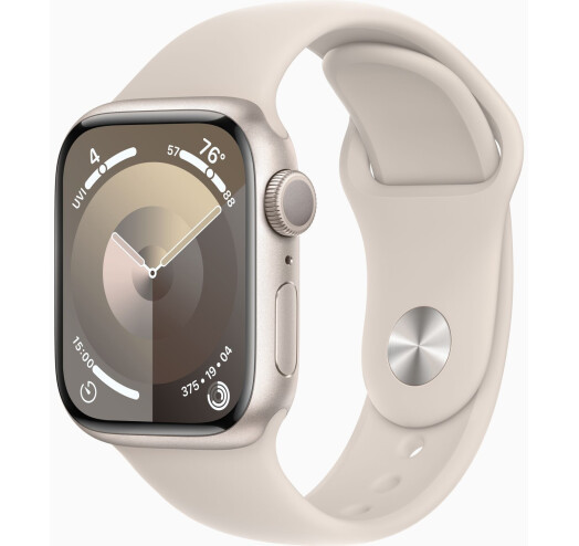 Смарт-годинник Apple Watch Series 9 GPS 41mm Starlight Aluminium Case with Starlight Sport Band - M/L (MR8U3)