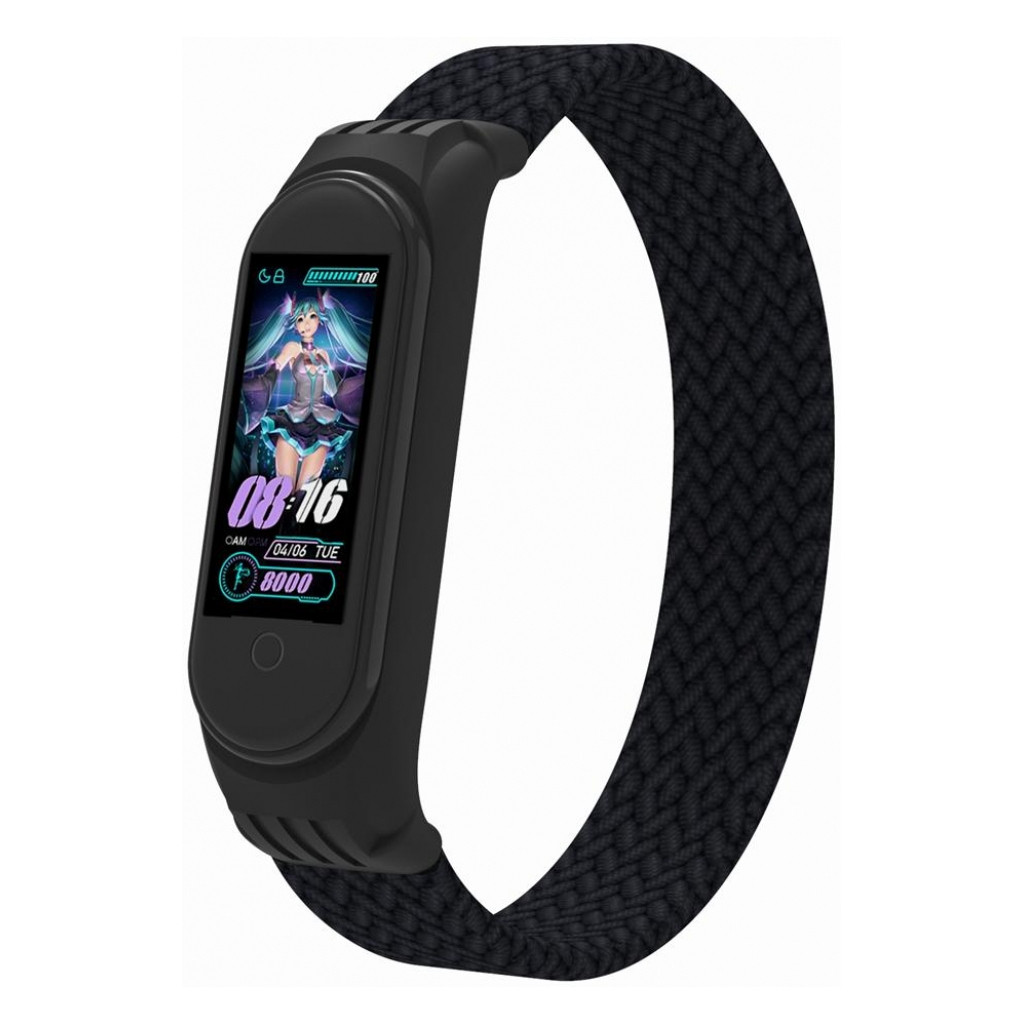 Ремешок для фитнес браслета ArmorStandart Braided Solo Loop for Xiaomi Mi Band 7/6/5/4 Black size L (ARM58763)