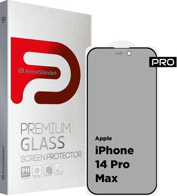 Защитное стекло ArmorStandart Pro Anti-spy Matte for Apple iPhone 14 Pro Max Black (ARM68605)