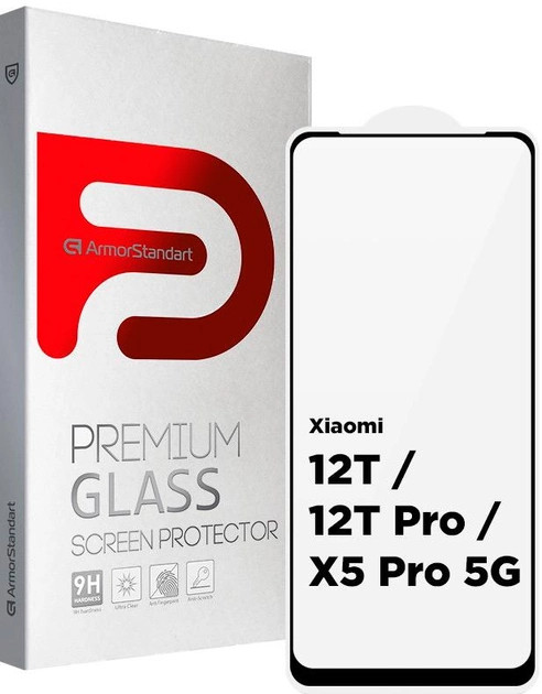Захисне скло ArmorStandart Full Glue for Xiaomi 12T / 12T Pro / Poco X5 Pro 5G Black (ARM62878)