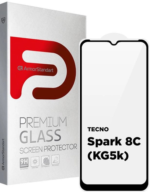 Защитное стекло ArmorStandart Full Glue for TECNO Spark 8C (KG5k) Black (ARM64523)