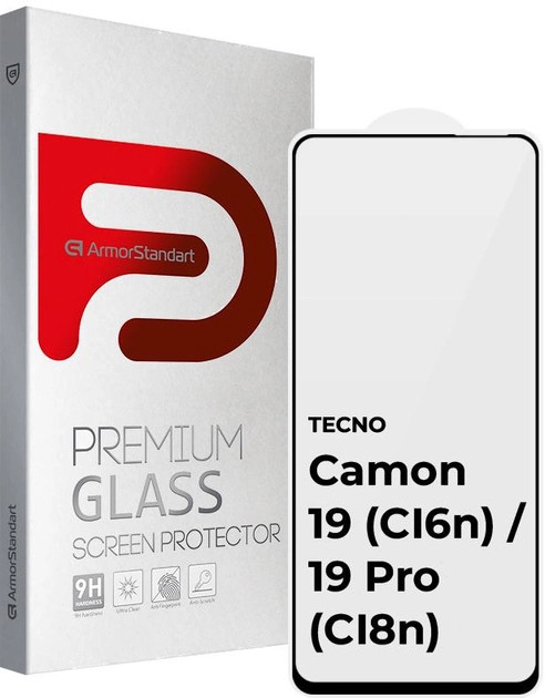 Захисне скло ArmorStandart Full Glue for TECNO Camon 19 Pro 4G (CI8n) Black (ARM63697)