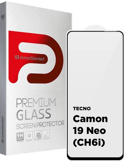 Захисне скло ArmorStandart Full Glue for TECNO Camon 19 Neo (CH6i) Black (ARM62087)