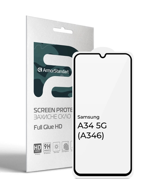 Защитное стекло ArmorStandart Full Glue HD for Samsung A34 5G (A346) Black (ARM66199)