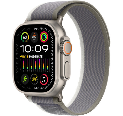 Смарт-часы Apple Watch Ultra 2 GPS + Cellular 49mm Titanium Case with Green/Gray Trail Loop - S/M (MRF33, MRFN3)