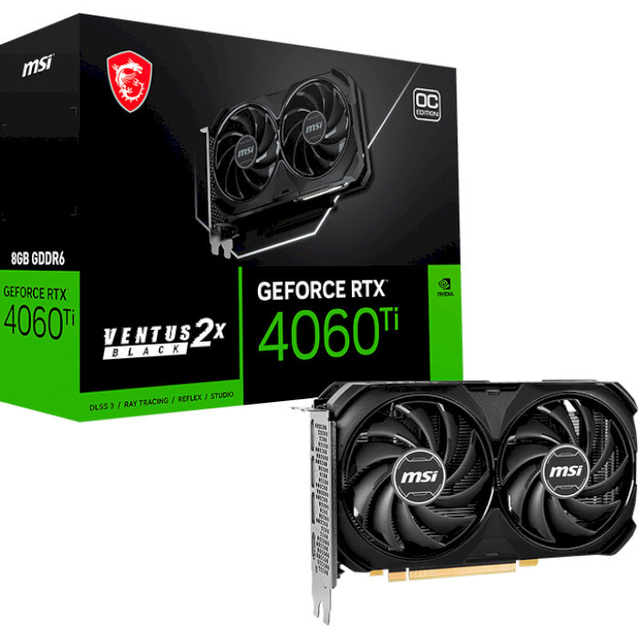 Видеокарта MSI GeForce RTX 4060 Ti 8GB GDDR6 VENTUS 2X BLACK OC