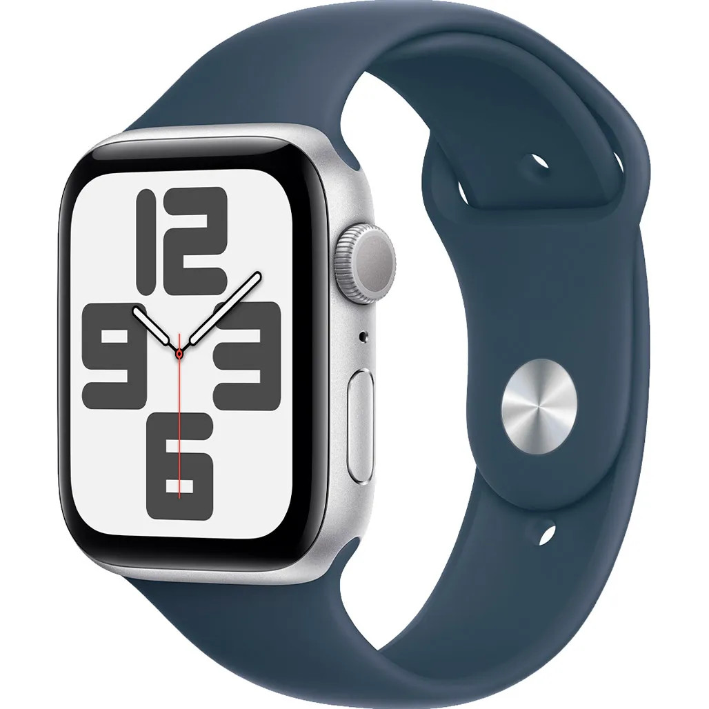 Смарт-часы Apple Watch SE 2 GPS 44mm Silver Aluminium Case with Storm Blue Sport Band S/M (MREC3QP/A)