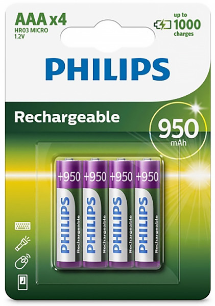 Батарейка Philips MultiLife AAA 950mAh 4шт/уп (R3/AAA MULTILIFE 950/B4)
