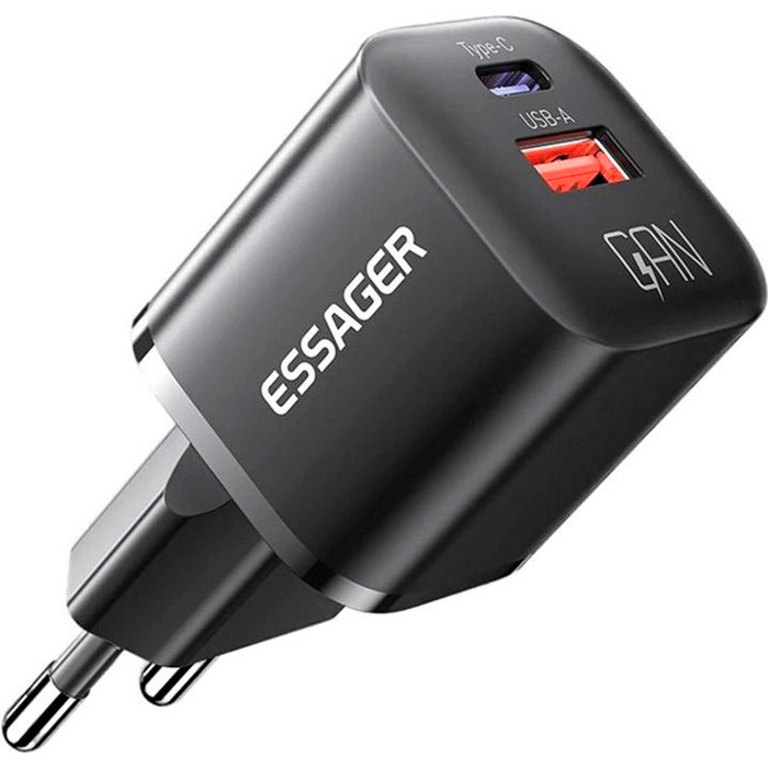 Зарядний пристрій Essager Camber 20W GaN travel Phone Charger A+C EU (ECTAC-HMB01-P)
