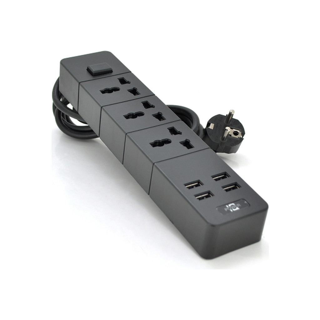 Мережевий фільтр Voltronic Tin-Т08 3sockets 4*USB Black (Тin-Т08-Black)