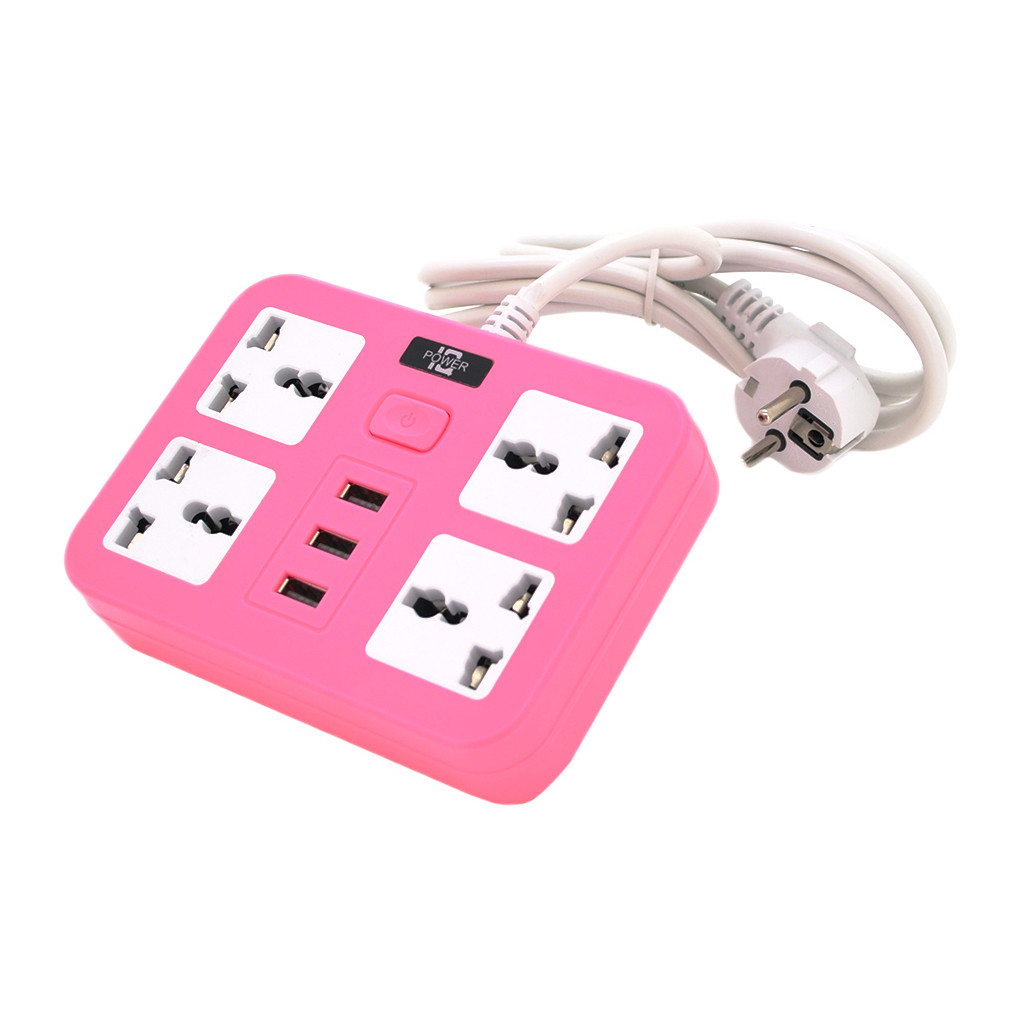 Мережевий фільтр Voltronic Tin-Т15 4sockets 3*USB Pink (Тin-Т15-Pink)