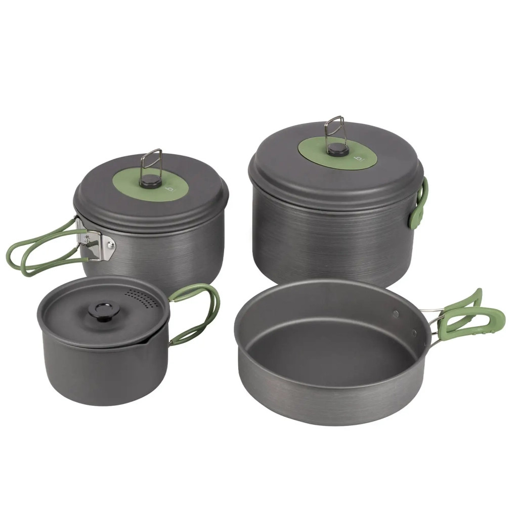 Посуда для отдыха и туризма Bo-Camp Explorer 4 Pieces Hard Anodized Grey/Green (2200244)