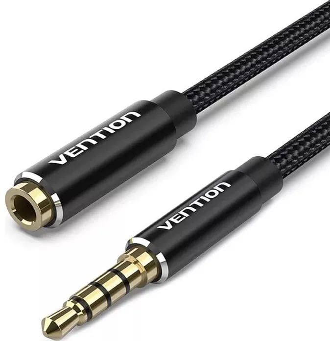 Адаптер и переходник Vention AUX 3.5 mm M - AUX 3.5 mm F, 1.5 m, Black (BHBBG)