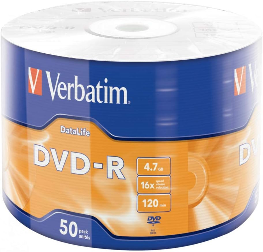 Привод CD DVD DVD-R диск Verbatim 16x 4.7G, Extra Protection Wrap 50 Matt Silver SURFACE