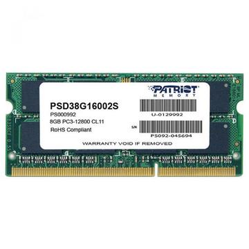 Оперативна пам'ять Patriot SoDIMM 8GB 1600 MHz (PSD38G16002S)