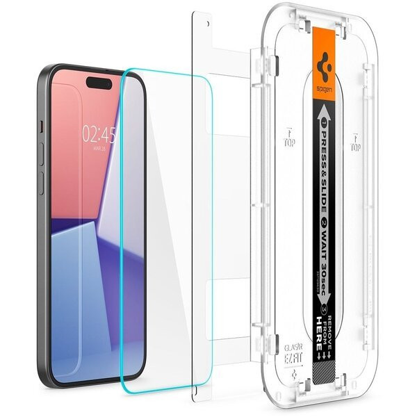 Защитное стекло Spigen iPhone 15 Glas.tr EZ FIT 2-pack Clear (AGL06903)