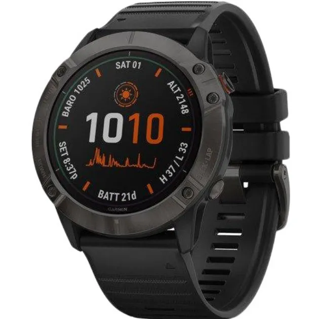 Смарт-часы Garmin Fenix 6X Pro Solar Titanium Carbon Grey DLC with Black Band (010-02157-21)