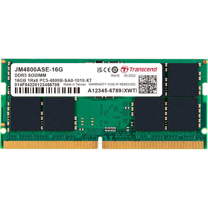 Оперативна пам'ять Transcend JetRam SO-DIMM DDR5 4800MHz 16GB (JM4800ASE-16G)
