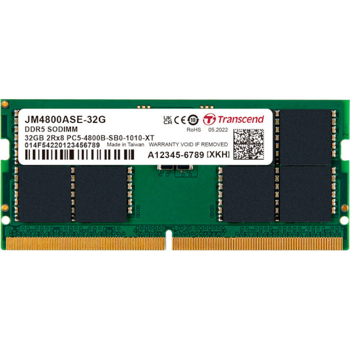 Оперативна пам'ять Transcend JetRam SO-DIMM DDR5 4800MHz 32GB (JM4800ASE-32G)