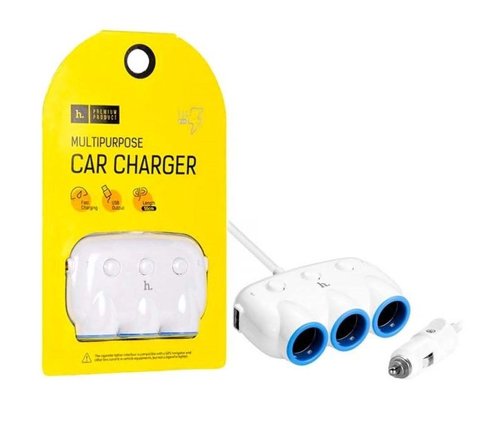 Зарядний пристрій Hoco C1 Three in one Car charger White