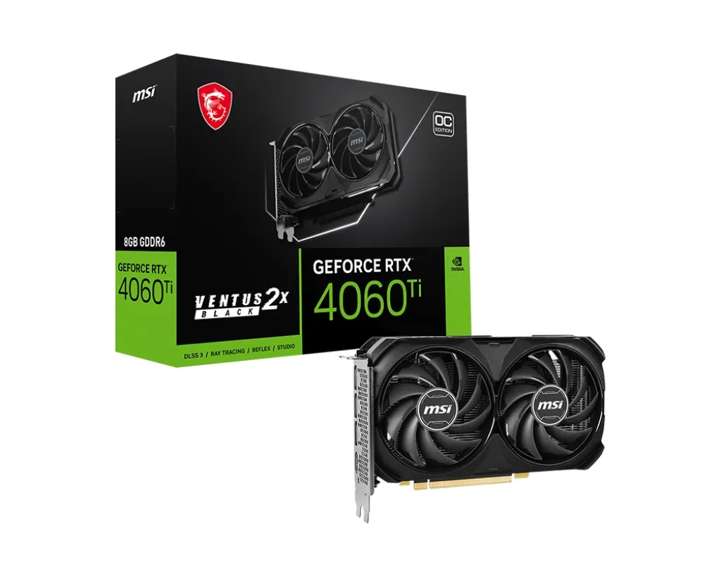 Відеокарта MSI GeForce RTX4060Ti 16Gb VENTUS 2X OC Black (RTX 4060 Ti VENTUS 2X Black 16G OC)