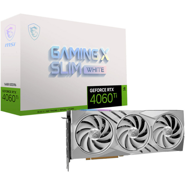 Видеокарта MSI Nvidia GeForce RTX 4060 Ti GAMING X SLIM 16G WHITE
