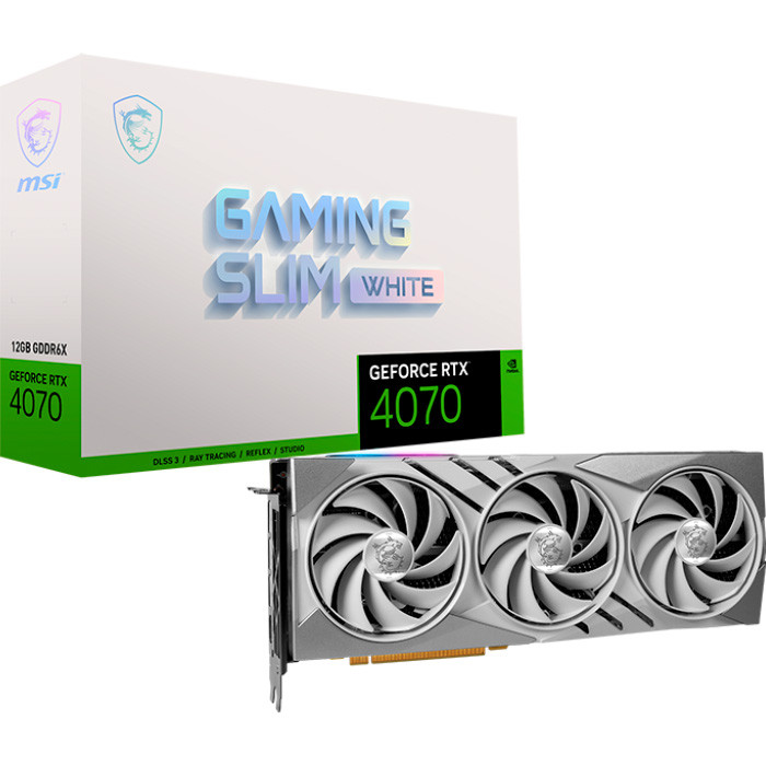 Видеокарта MSI GeForce RTX 4070 12GB GDDR6X GAMING SLIM WHITE (912-V513-408)