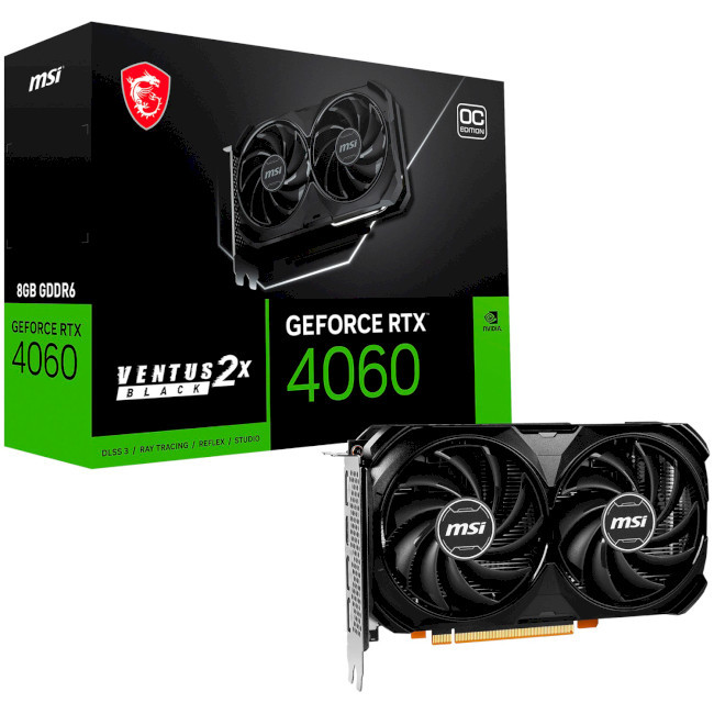 Видеокарта MSI GeForce RTX 4060 8GB GDDR6 VENTUS 2X BLACK OC (912-V516-047)