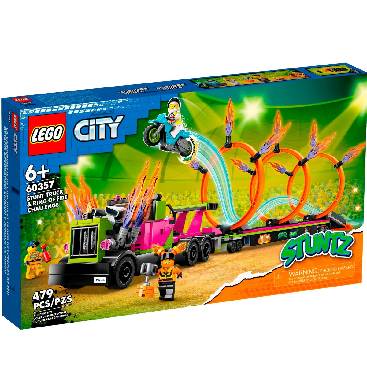 Конструктор LEGO City Stuntz Задания с каскадерским грузовиком и огненным кругом (60357)