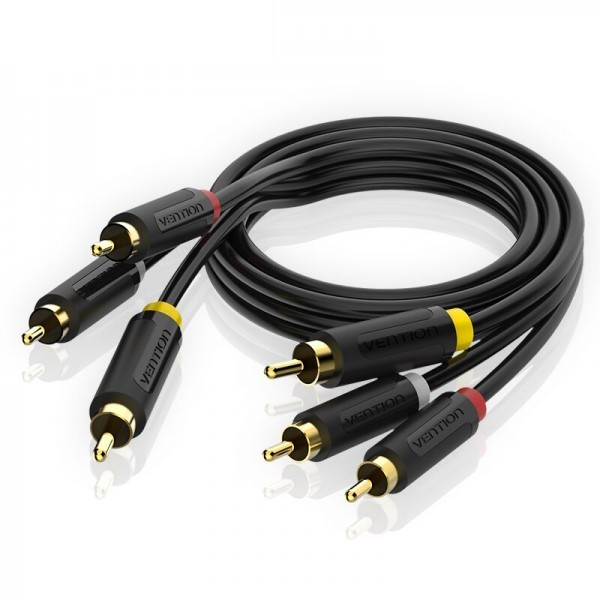 Кабель Vention 3xRCA - 3xRCA 1m Black (BCABF)