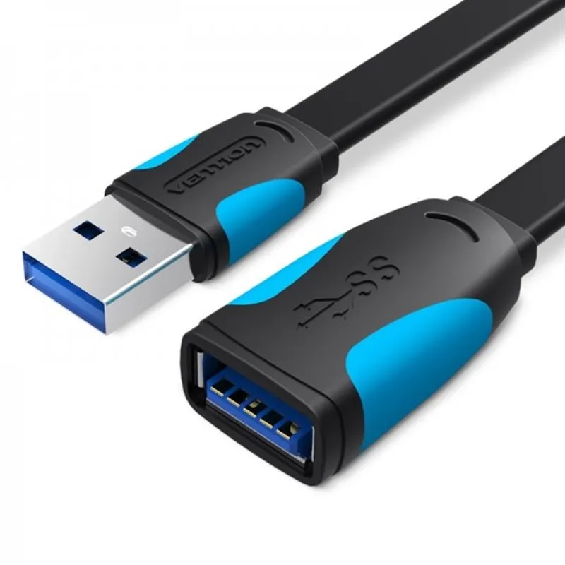 Кабель USB Vention Flat USB3.0 AF - USB3.0 AM 1m Black (VAS-A13-B100)