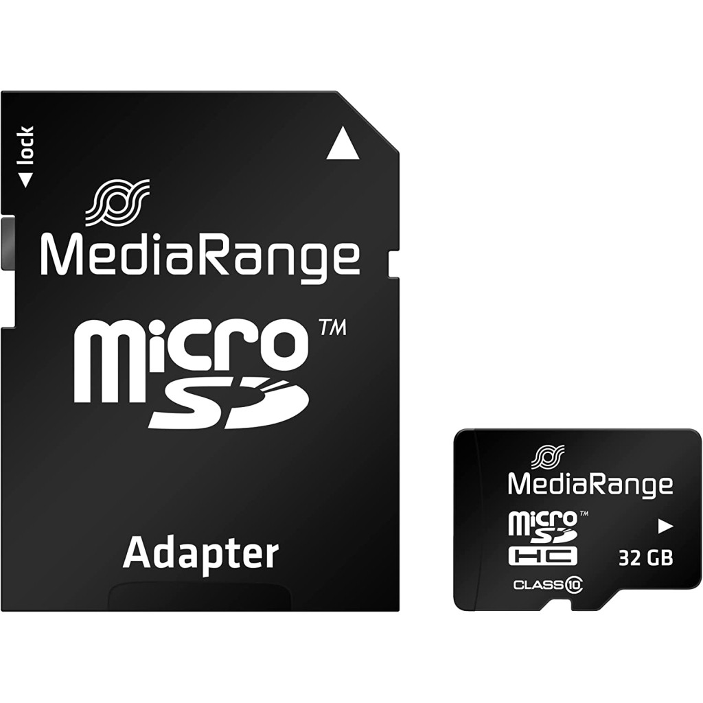 Карта памяти MicroSDHC  32GB Class 10 MediaRange R45/W15MB/s + SD-adapter (MR959)