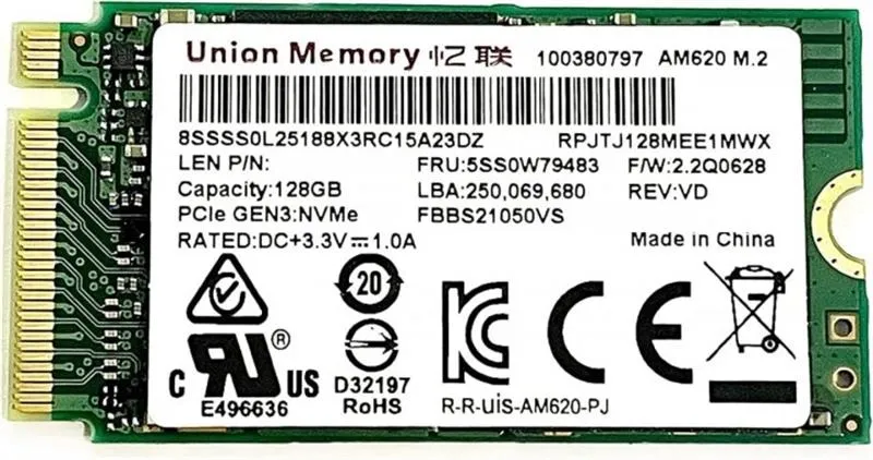 SSD накопитель Union Memory 128GB AM620 M.2 PCIe NVMe (SSS1B60642)_Bulk