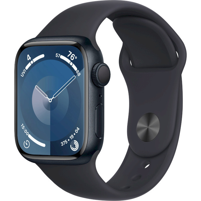 Смарт-годинник Apple Watch Series 9 41mm (GPS) Midnight Aluminum Case with Midnight Sport Band - Size S/M (MR8W3)