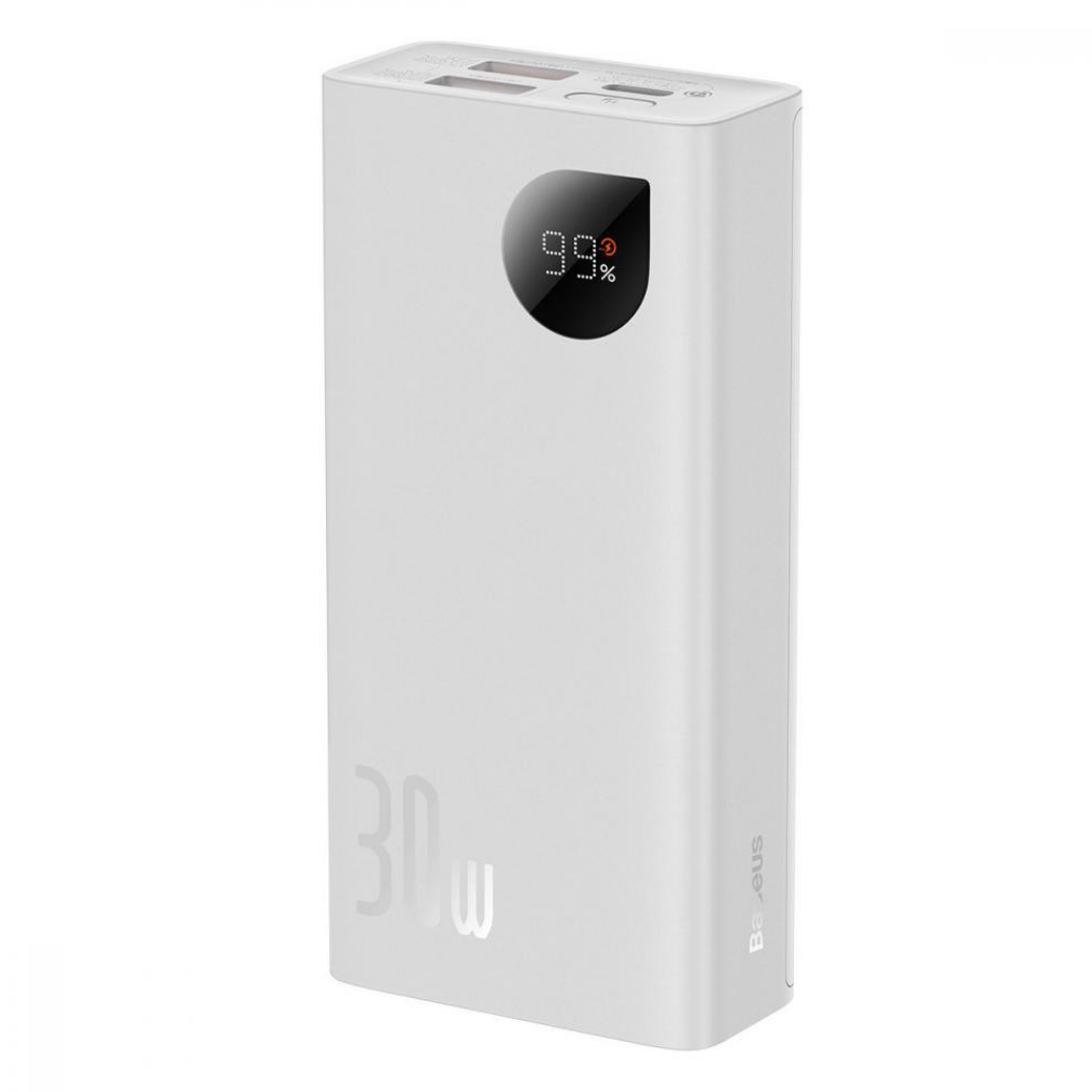 Зовнішній акумулятор Baseus PowerBank Adaman 2 Display Fast Charge 10000mAh 30W White (PPAD040002)