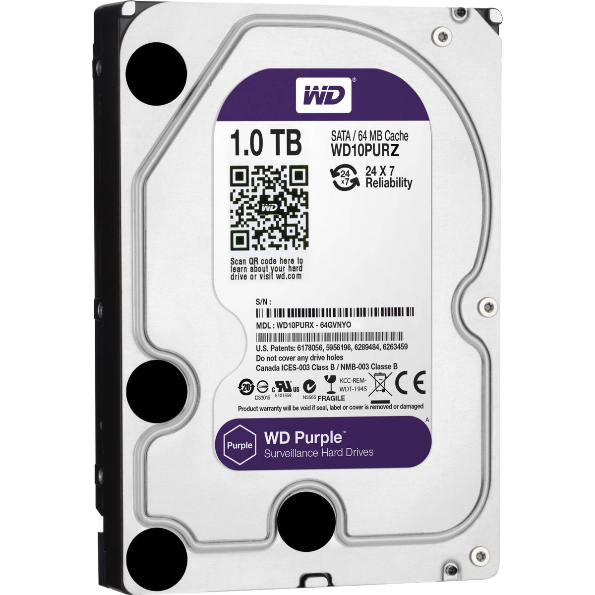 Жесткий диск Western Digital 1TB Purple (WD10PURX)