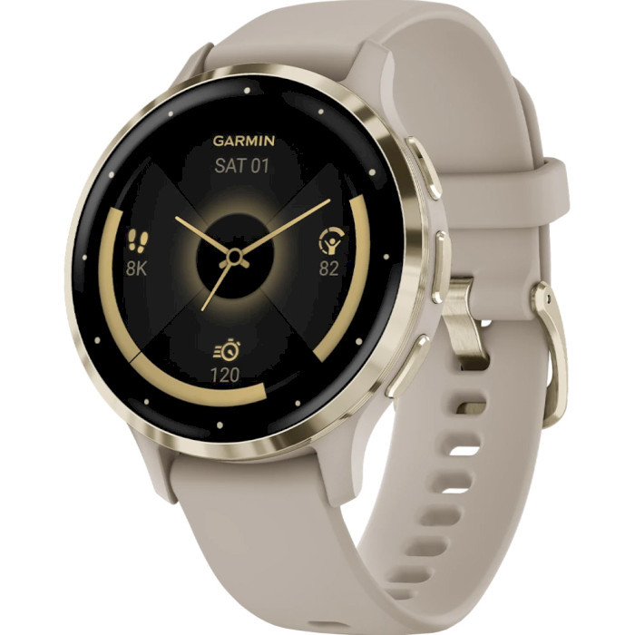 Смарт-часы Garmin Venu 3S Soft Gold S. Steel Bezel w. French Gray Case and S. Band (010-02785-02)