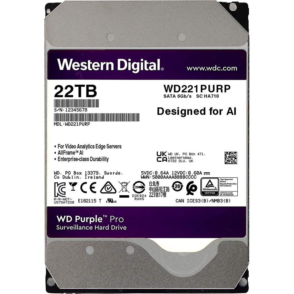 Жорсткий диск WD 3.5" 22TB (WD221PURP)