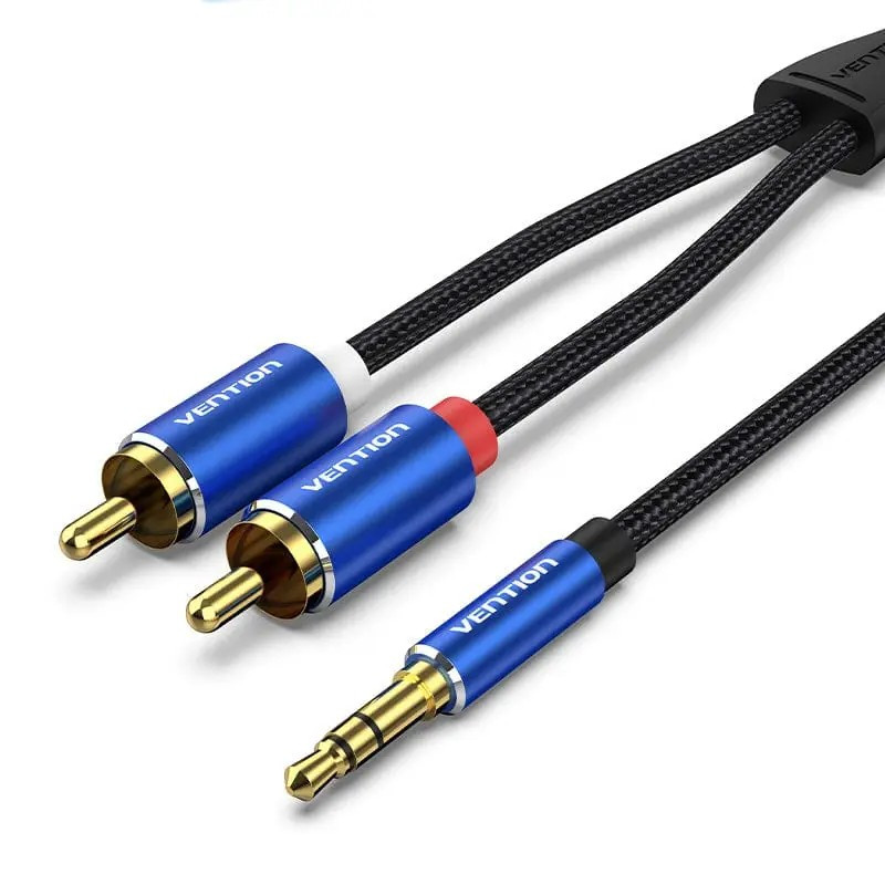 Кабель синхронизации Vention AUX 3.5 mm M - 2xRCA M, 1.5 m, Blue (BCPLG)