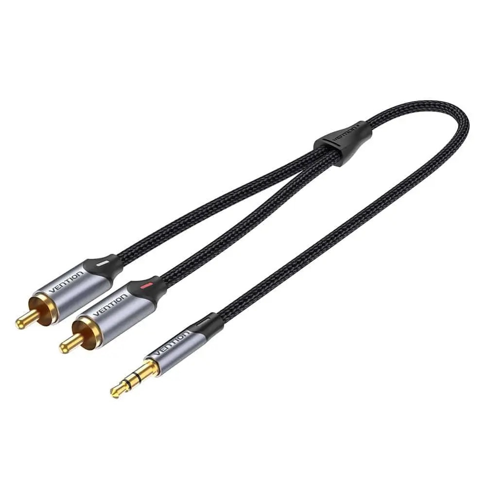 Кабель синхронизации Vention AUX 3.5 mm M - 2xRCA M, 1.5 m, Black (BCNBG)