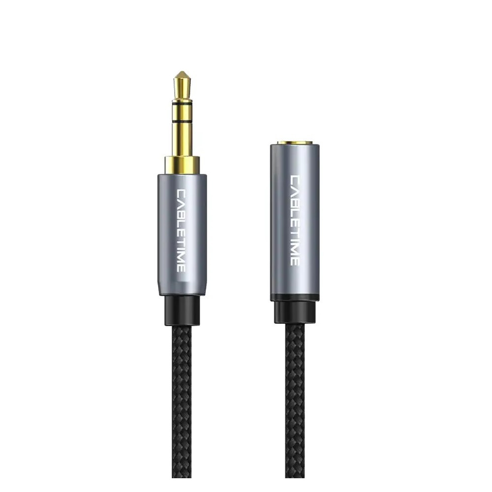 Кабель синхронизации Cabletime Audio 3.5 mm M - 3.5 mm F, 1 m, Black, 3 pin (CF11H)