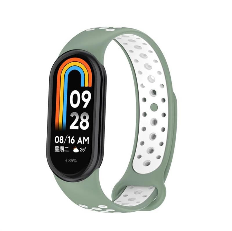 Ремінець для фітнес браслета BeCover Vents Style for Xiaomi Mi Smart Band 8 Pine Green-White (709420)