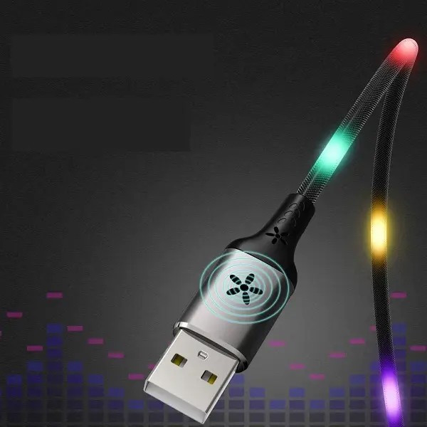 Кабель USB Remax RC-133i EL Luminous (Sound-Activated) USB - Lightning, 1m Black (6954851297567)