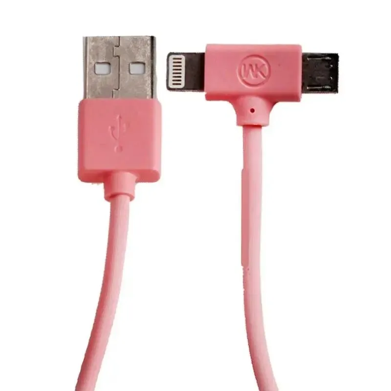 Кабель USB WK WDC-008 Axe Lightning/microUSB, 1m Pink (6970349287315)