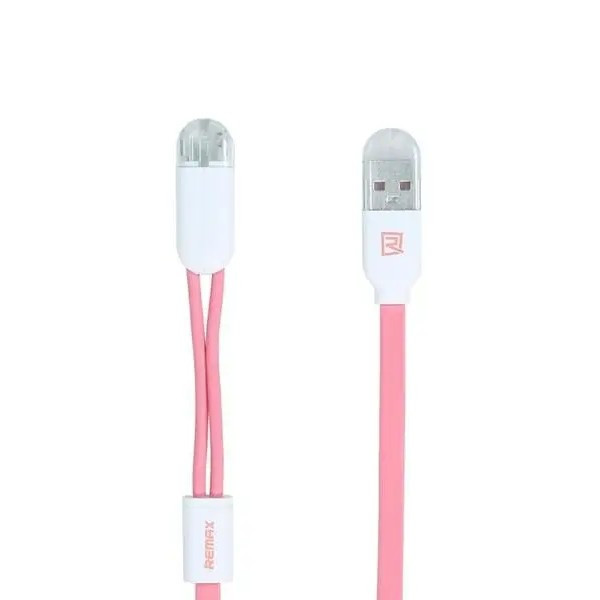 Кабель USB Remax RC-025t Gemini Lightning/microUSB, 1m Pink (6954851251286)