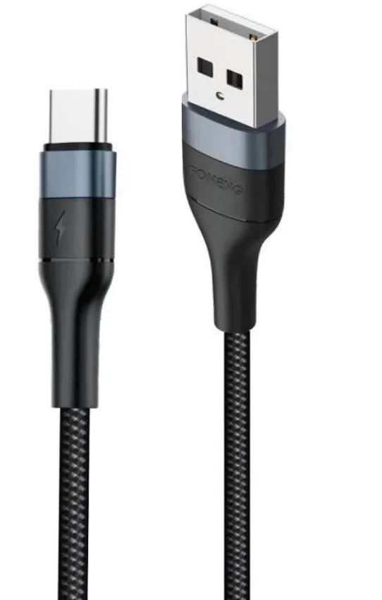 Кабель USB Foneng X51 1M Spiral Braided Cable USB - USB-C 3A 1m Black (X51-CA-TC)