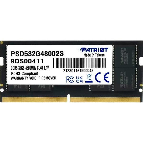 Оперативная память Patriot 32GB SO-DIMM DDR5 4800MHz (PSD532G48002S)