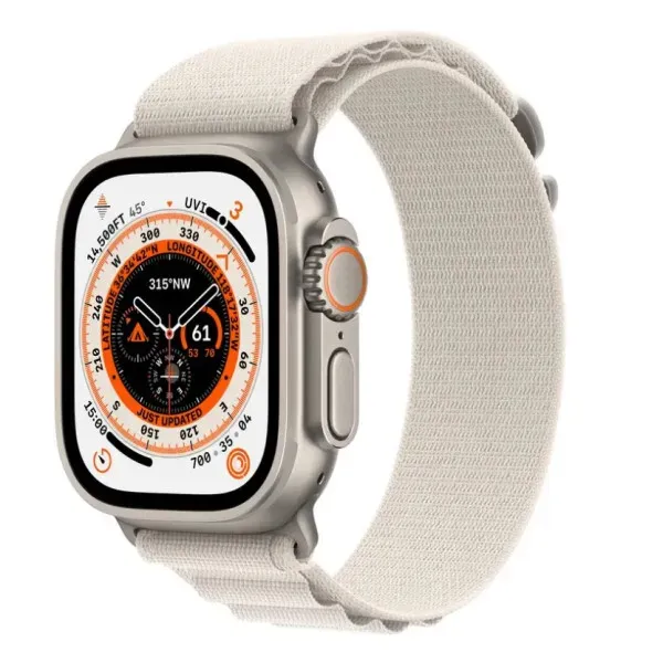 Смарт-часы Apple Watch Ultra GPS + Cellular 49mm Titanium Case with Starlight Alpine Loop - Large (MQFD3)
